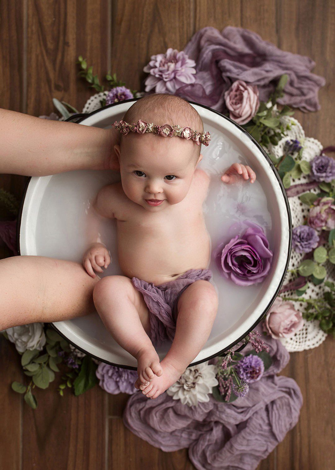 Child Milestone Photography such as milk baths done at 3-4 months, sitter sessions and cake smash sessions. Done by Tucson Photographer Vanessa Koza Photography